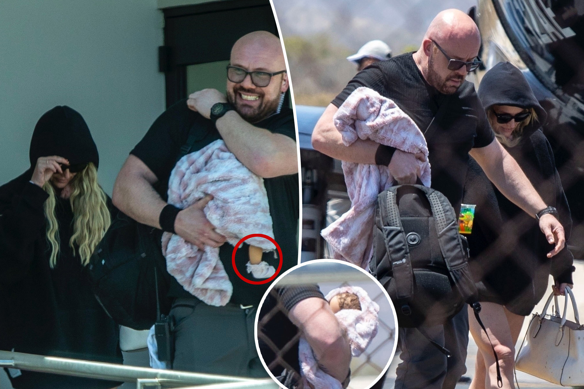 Britney Spears is joined by a creepy companion as she arrives in Mexico for vacation