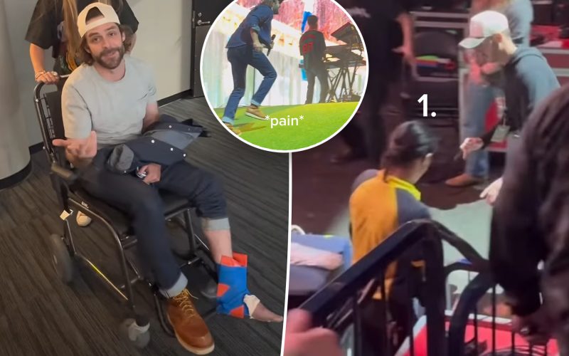 Country star Thomas Rhett falls at concert, leaves in wheelchair