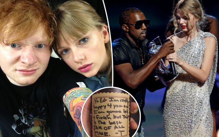 Taylor Swift takes dig at Kanye West with a gift to Ed Sheeran: ‘The best shade’