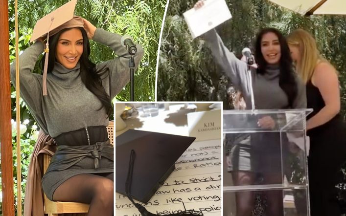 Kim Kardashian graduates law school after 6 years in surprise backyard commencement ceremony