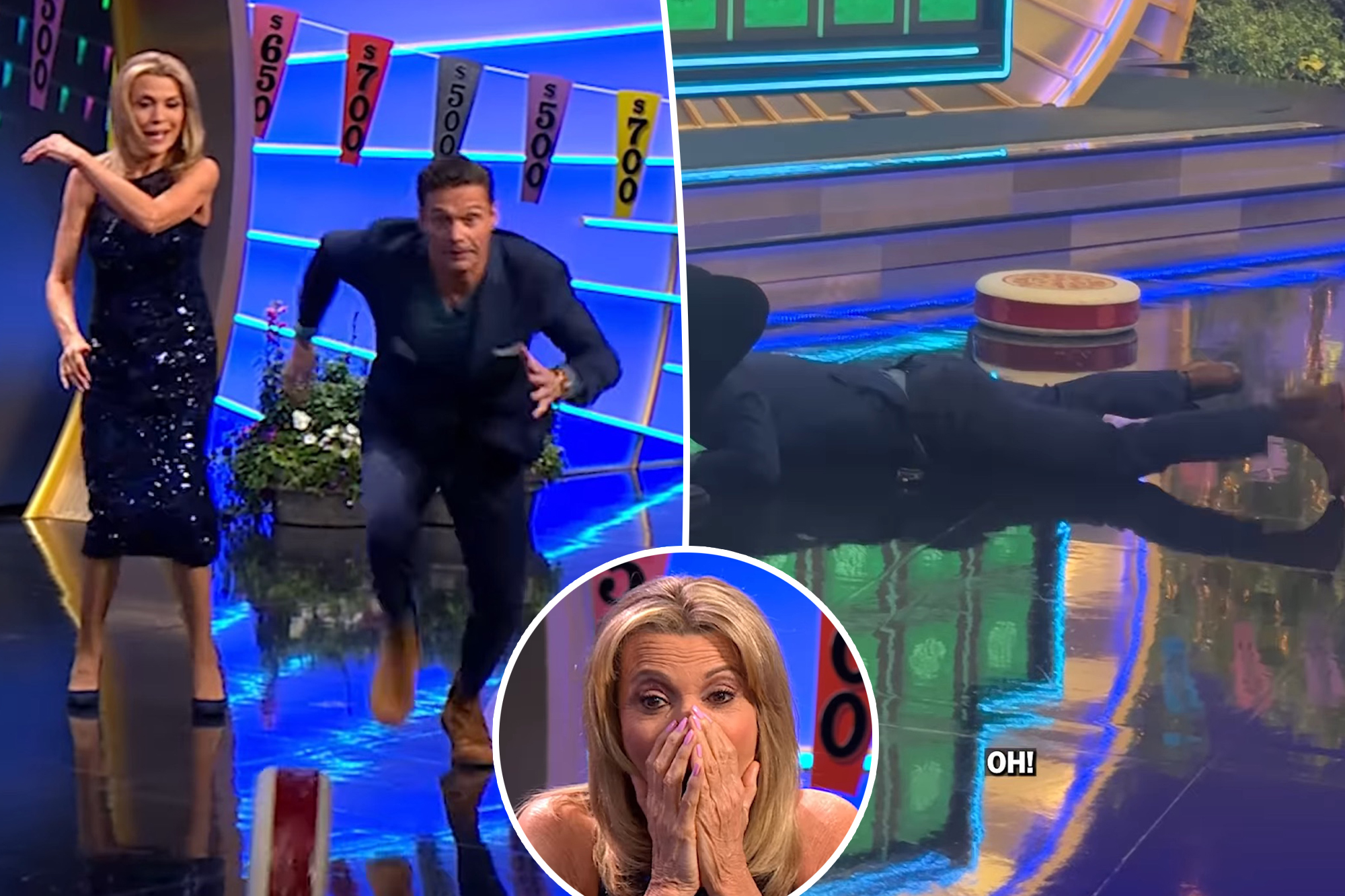 ‘Wheel of Fortune’ host Ryan Seacrest face-plants while attempting stunt on game show