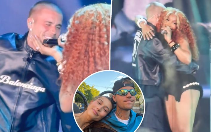 Hailey Bieber supports husband Justin during his surprise appearance at SZA concert