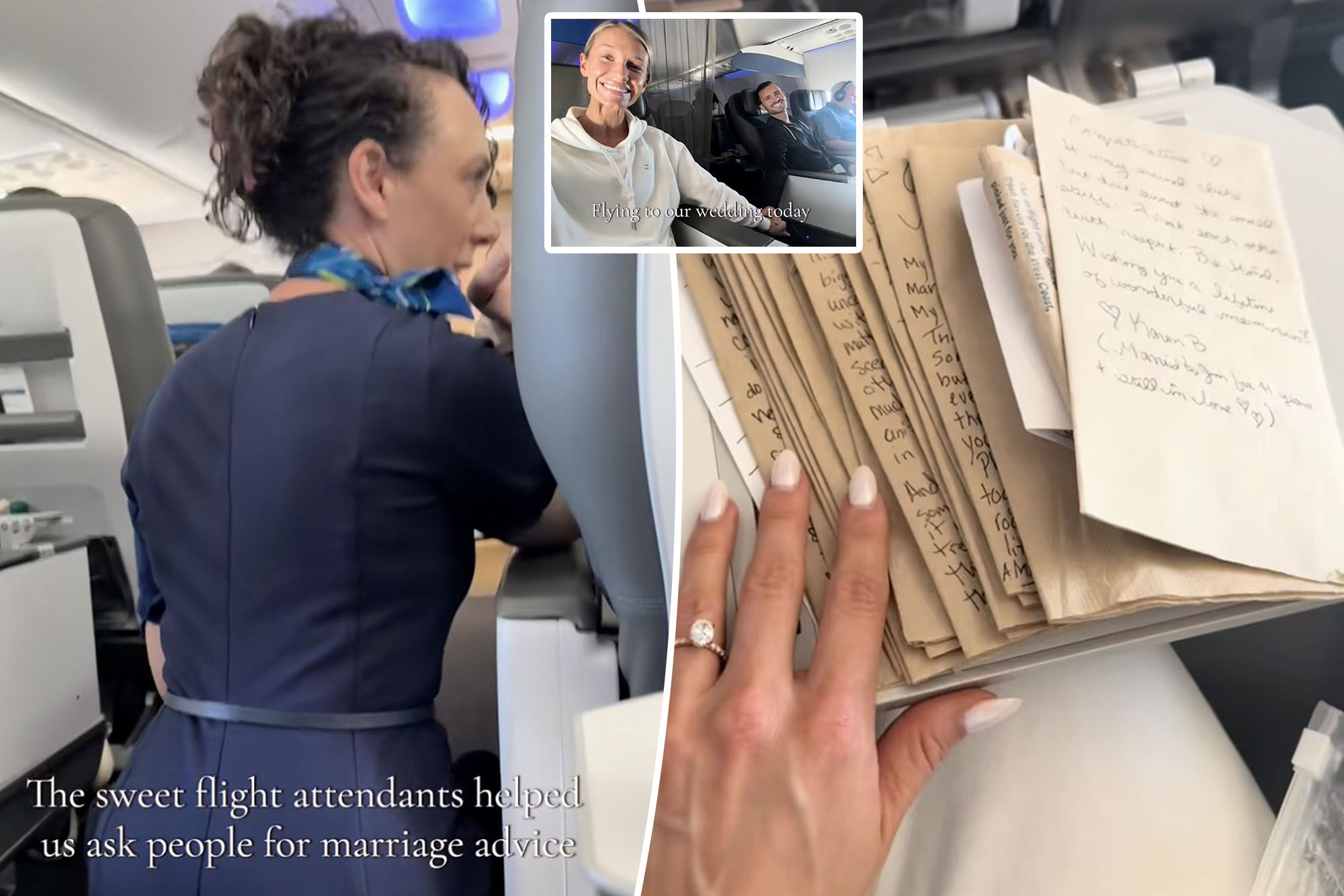Flight attendant had passengers write us marriage advice en route to our wedding — and we will cherish these tips forever