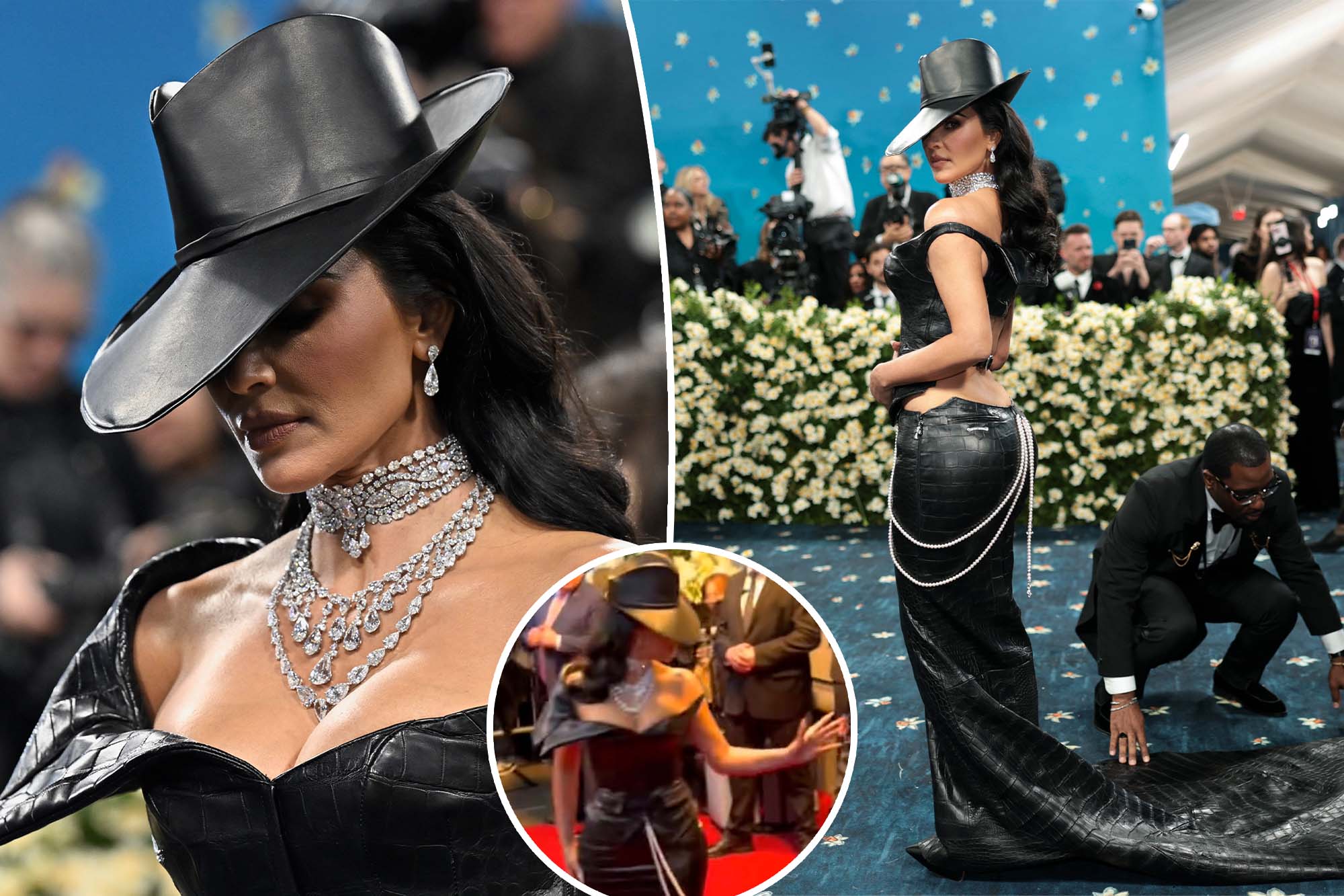 Kim Kardashian glares at security guard after he trips over her Met Gala 2025 gown