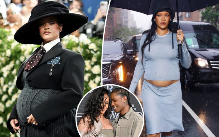 Rihanna is pregnant with third child, debuts baby bump at Met Gala 2025