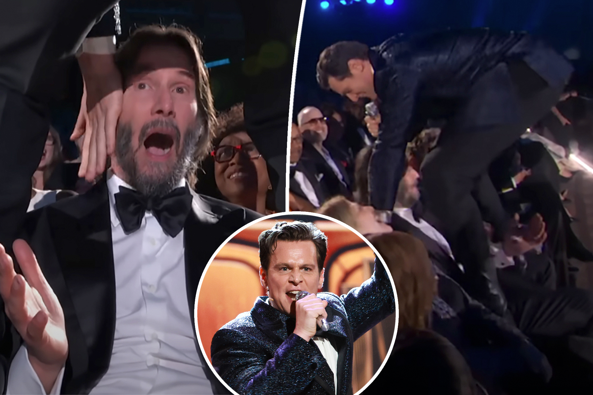 See Keanu Reeves’ hilarious reaction to being straddled by Jonathan Groff at 2025 Tony Awards