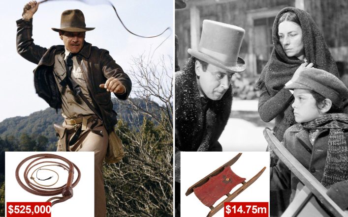 Indiana Jones whip snaps up $525,000 at auction after ‘Citizen Kane’ sled goes for $14.75 million