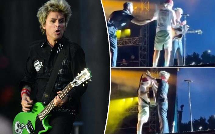 Green Day’s Billie Joe Armstrong kicks fan off stage for playing Oasis’ ‘Wonderwall’