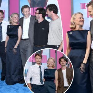 Pamela Anderson and Liam Neeson bring their sons to ‘The Naked Gun’ NYC premiere