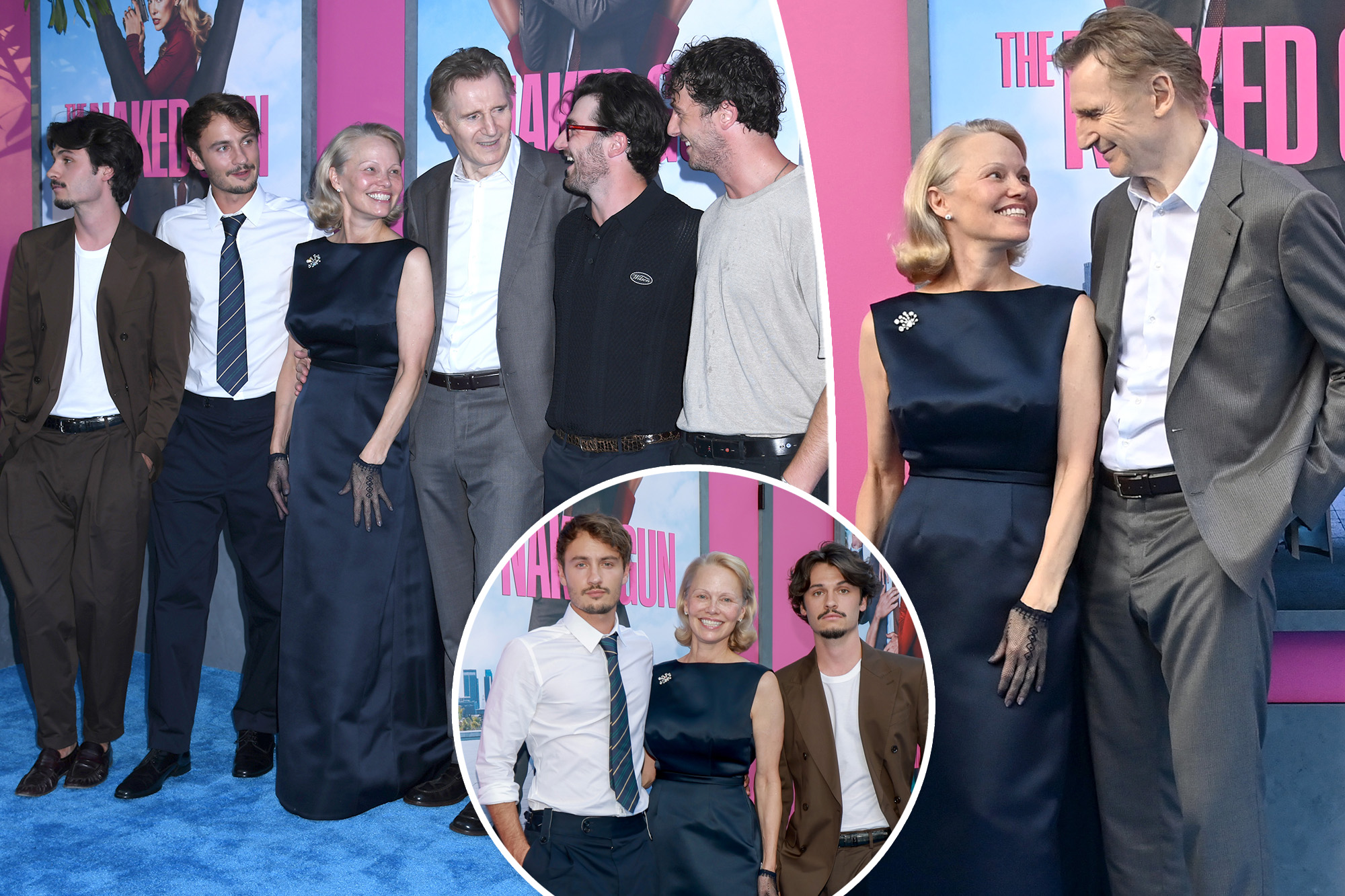 Pamela Anderson and Liam Neeson bring their sons to ‘The Naked Gun’ NYC premiere
