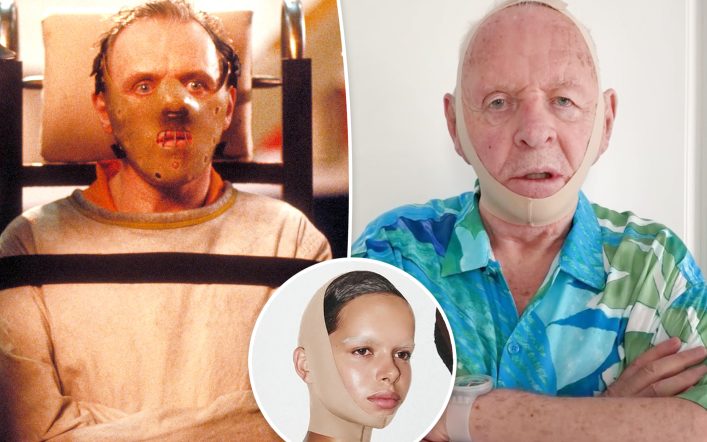 Anthony Hopkins channels Hannibal Lecter with Kim Kardashian’s Skims face wrap: ‘Feeling 10 years younger’