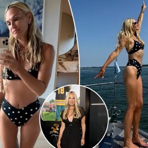 Molly Sims shows off figure in polka dot bikini during family yacht day